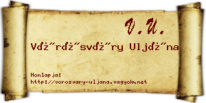 Vörösváry Uljána névjegykártya